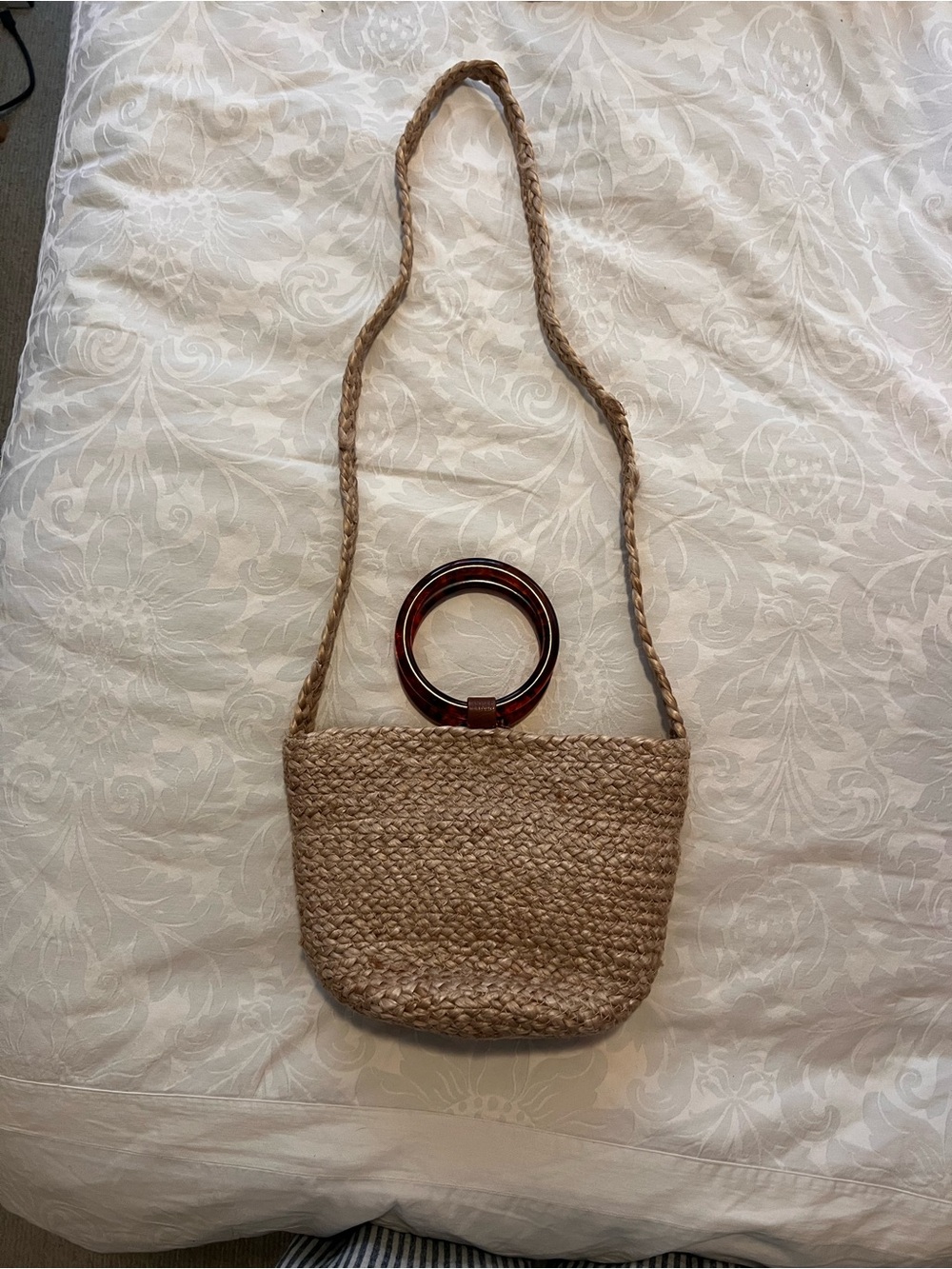 Woven Straw Crossbody or Hand Bag in Natural Brown
